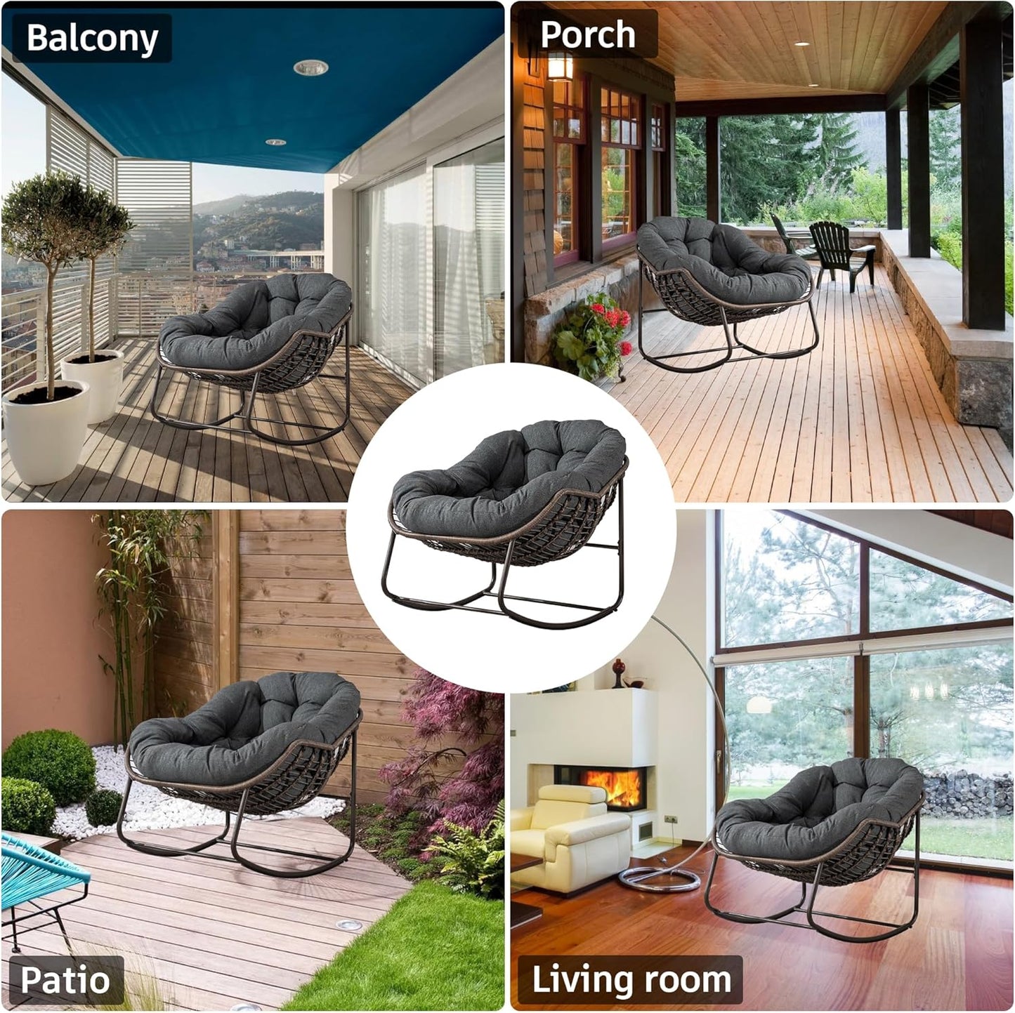 Your Ultimate Relaxation Haven: Luxury 2025 Rattan Chair - Curved Rocking Recliner for Patio, Balcony & Indoor Serenity