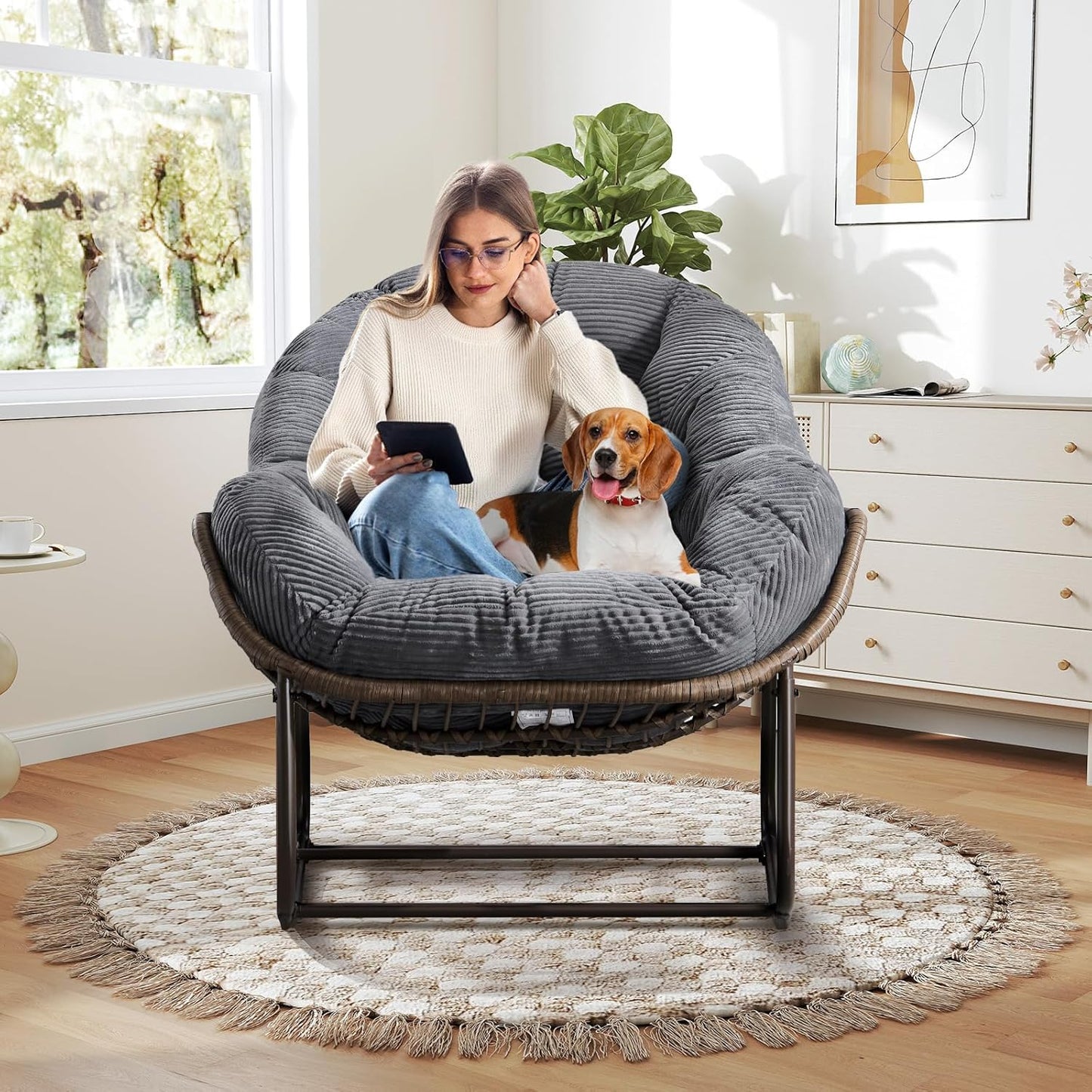 Your Ultimate Relaxation Haven: Luxury 2025 Rattan Chair - Curved Rocking Recliner for Patio, Balcony & Indoor Serenity