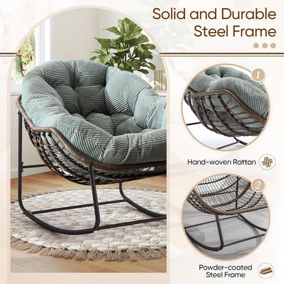 Your Ultimate Relaxation Haven: Luxury 2025 Rattan Chair - Curved Rocking Recliner for Patio, Balcony & Indoor Serenity