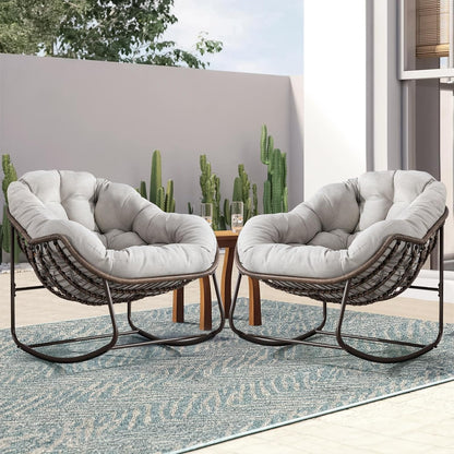 Your Ultimate Relaxation Haven: Luxury 2025 Rattan Chair - Curved Rocking Recliner for Patio, Balcony & Indoor Serenity