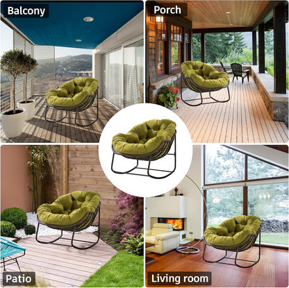 Your Ultimate Relaxation Haven: Luxury 2025 Rattan Chair - Curved Rocking Recliner for Patio, Balcony & Indoor Serenity