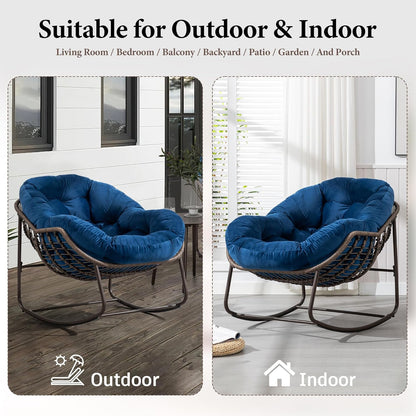 Your Ultimate Relaxation Haven: Luxury 2025 Rattan Chair - Curved Rocking Recliner for Patio, Balcony & Indoor Serenity