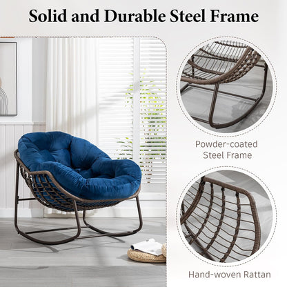 Your Ultimate Relaxation Haven: Luxury 2025 Rattan Chair - Curved Rocking Recliner for Patio, Balcony & Indoor Serenity