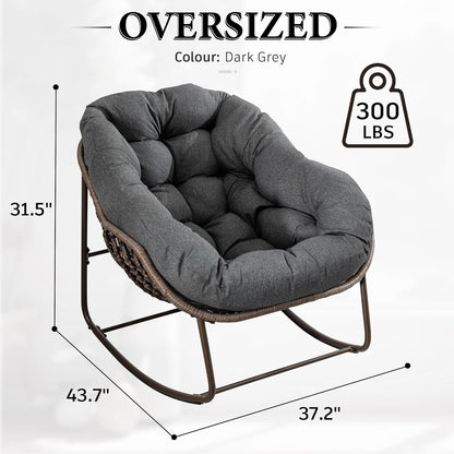 Your Ultimate Relaxation Haven: Luxury 2025 Rattan Chair - Curved Rocking Recliner for Patio, Balcony & Indoor Serenity
