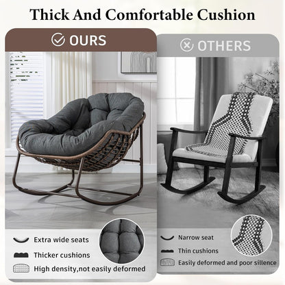 Your Ultimate Relaxation Haven: Luxury 2025 Rattan Chair - Curved Rocking Recliner for Patio, Balcony & Indoor Serenity