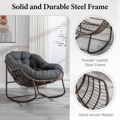 Your Ultimate Relaxation Haven: Luxury 2025 Rattan Chair - Curved Rocking Recliner for Patio, Balcony & Indoor Serenity