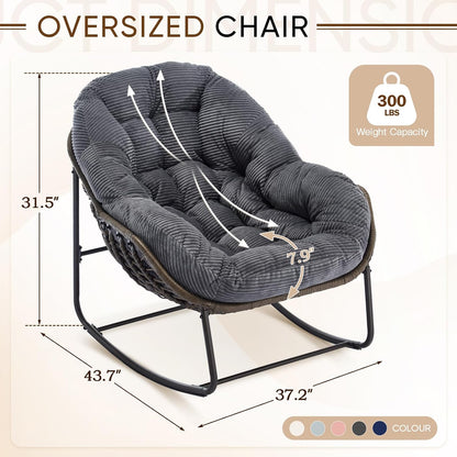 Your Ultimate Relaxation Haven: Luxury 2025 Rattan Chair - Curved Rocking Recliner for Patio, Balcony & Indoor Serenity