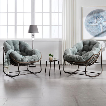 Your Ultimate Relaxation Haven: Luxury 2025 Rattan Chair - Curved Rocking Recliner for Patio, Balcony & Indoor Serenity