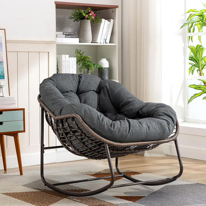 Your Ultimate Relaxation Haven: Luxury 2025 Rattan Chair - Curved Rocking Recliner for Patio, Balcony & Indoor Serenity