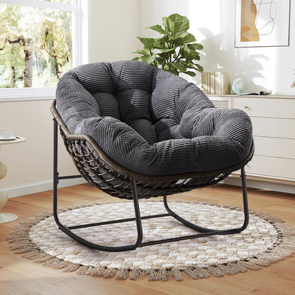 Your Ultimate Relaxation Haven: Luxury 2025 Rattan Chair - Curved Rocking Recliner for Patio, Balcony & Indoor Serenity