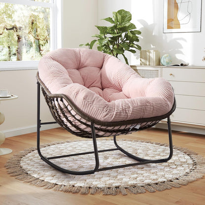 Your Ultimate Relaxation Haven: Luxury 2025 Rattan Chair - Curved Rocking Recliner for Patio, Balcony & Indoor Serenity