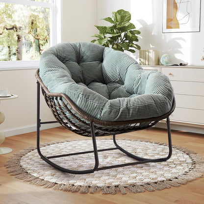 Your Ultimate Relaxation Haven: Luxury 2025 Rattan Chair - Curved Rocking Recliner for Patio, Balcony & Indoor Serenity