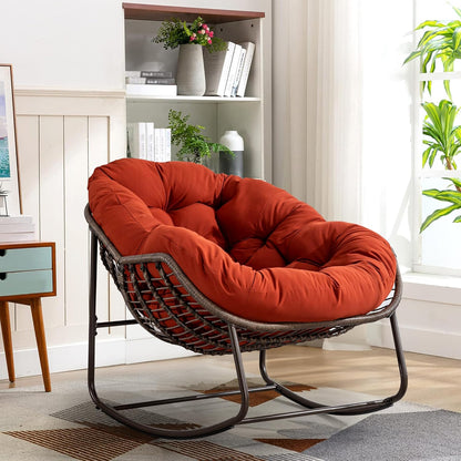 Your Ultimate Relaxation Haven: Luxury 2025 Rattan Chair - Curved Rocking Recliner for Patio, Balcony & Indoor Serenity