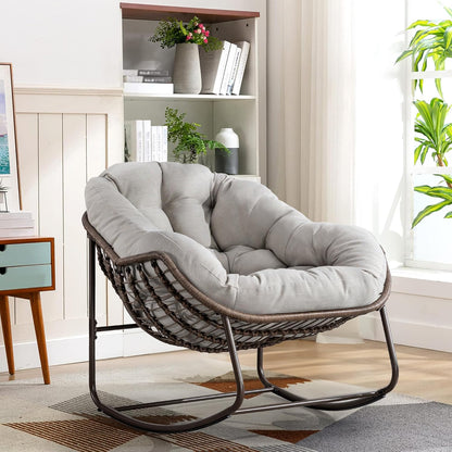 Your Ultimate Relaxation Haven: Luxury 2025 Rattan Chair - Curved Rocking Recliner for Patio, Balcony & Indoor Serenity