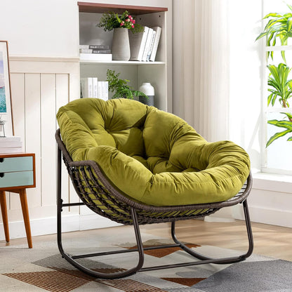 Your Ultimate Relaxation Haven: Luxury 2025 Rattan Chair - Curved Rocking Recliner for Patio, Balcony & Indoor Serenity