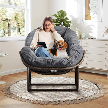 Your Ultimate Relaxation Haven: Luxury 2025 Rattan Chair - Curved Rocking Recliner for Patio, Balcony & Indoor Serenity