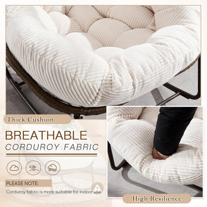 Your Ultimate Relaxation Haven: Luxury 2025 Rattan Chair - Curved Rocking Recliner for Patio, Balcony & Indoor Serenity