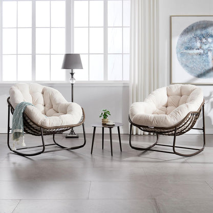 Your Ultimate Relaxation Haven: Luxury 2025 Rattan Chair - Curved Rocking Recliner for Patio, Balcony & Indoor Serenity